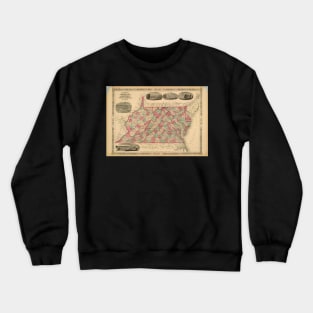 Vintage Map Delaware, Maryland, West Virginia, Virginia Crewneck Sweatshirt